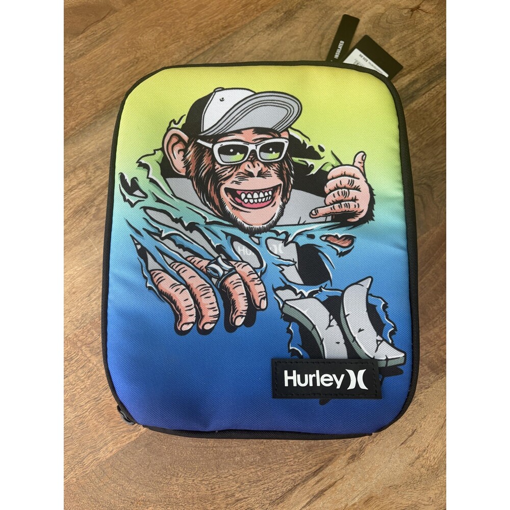 Hurley Monkey Graphic Lunch Box Boys Insulated 10x7 Gradient Multicolor Novelty